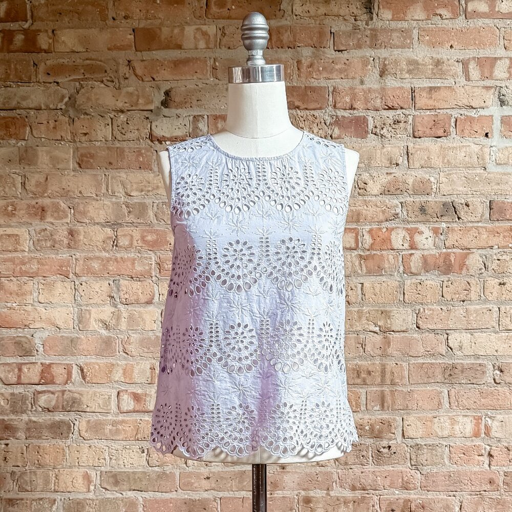 BNWT Ann Taylor Lavender Eyelet Shell Top w/ Scallop Hem